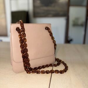 Antik Kraft Nude Shoulder Bag with Tortoiseshell Chain
